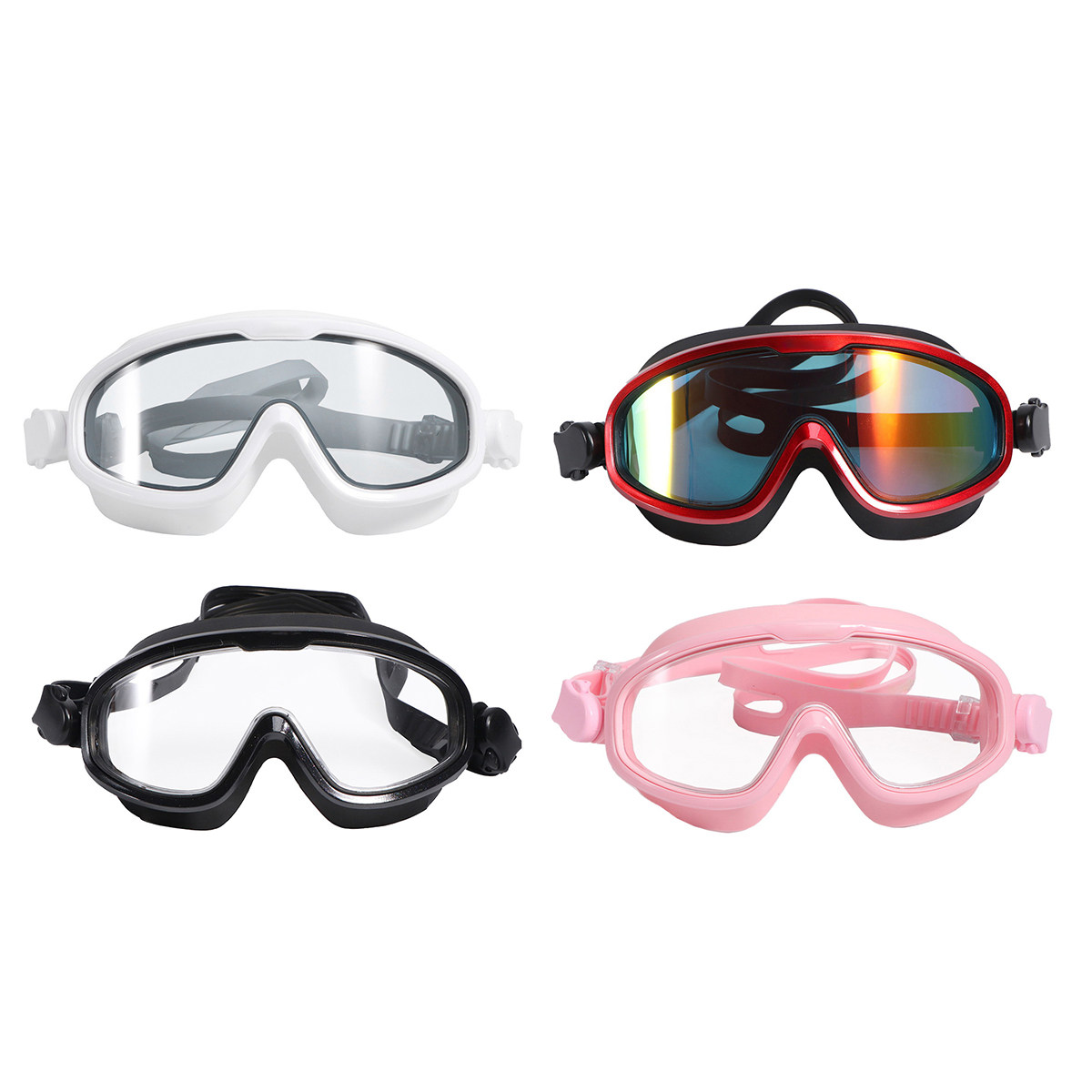 Goggles Swim - White Waterproof Swim Goggles Anti-Fog Wear-Resistant