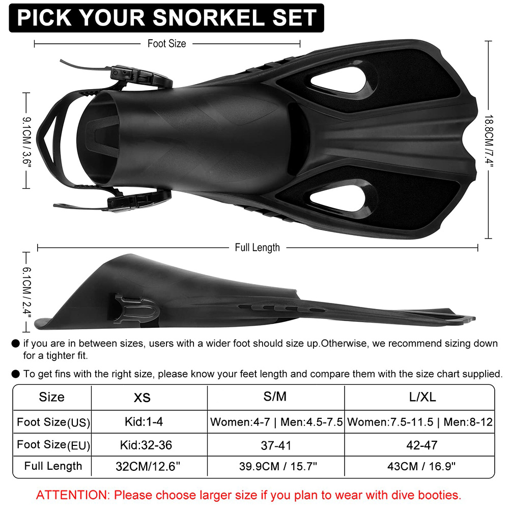 Snorkel Fins - Short Adjustabl - đánh giá và giá Flippers Swimming