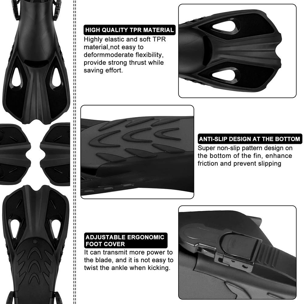 Snorkel Fins - Short Adjustabl - đánh giá và giá Flippers Swimming