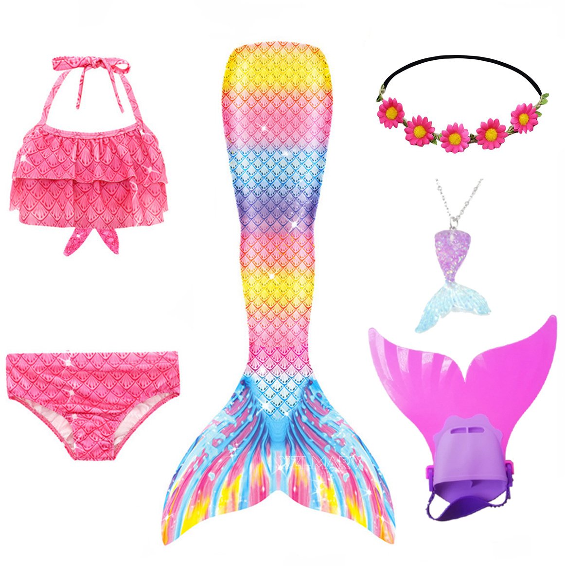 6Pcs/set Ariel Girls Swimming  - đánh giá và giá Flippers Swimming