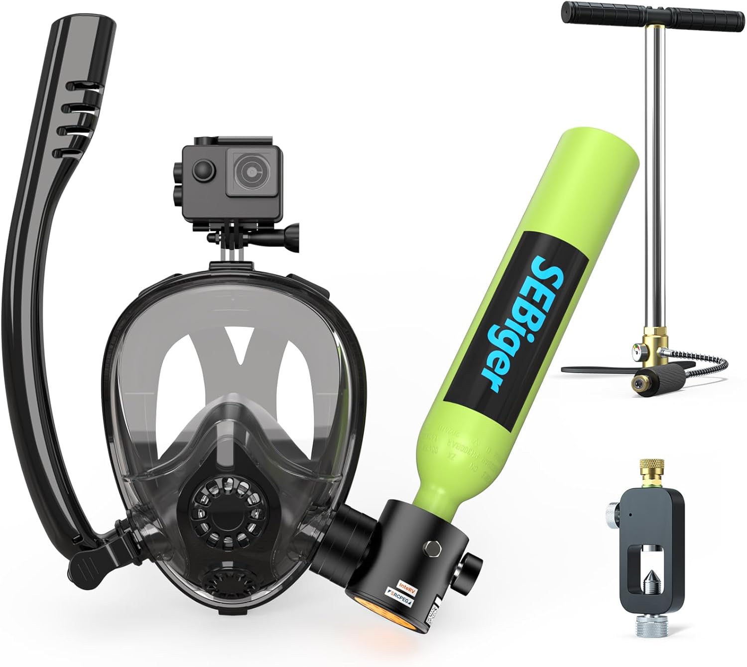 Mini Scuba Tank 0.5L with Full - đánh giá và giá Snorkel Set