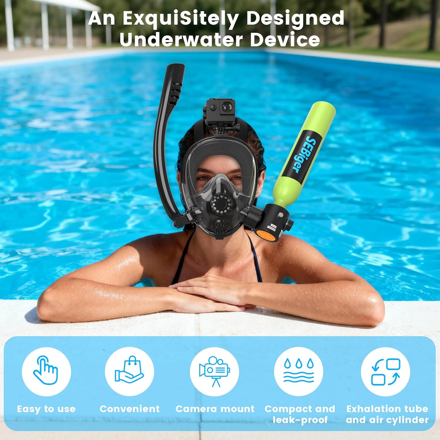 Mini Scuba Tank 0.5L with Full - đánh giá và giá Snorkel Set